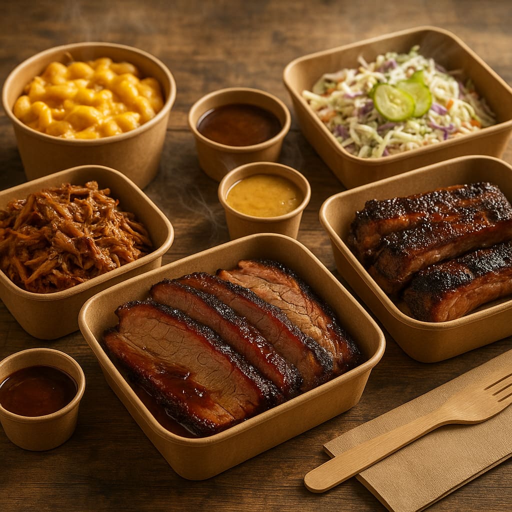 Takeaway BBQ in Verpackung